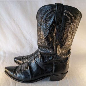 1883 by Lucchese Men's black leather cowboy boots - tooled leather size 12